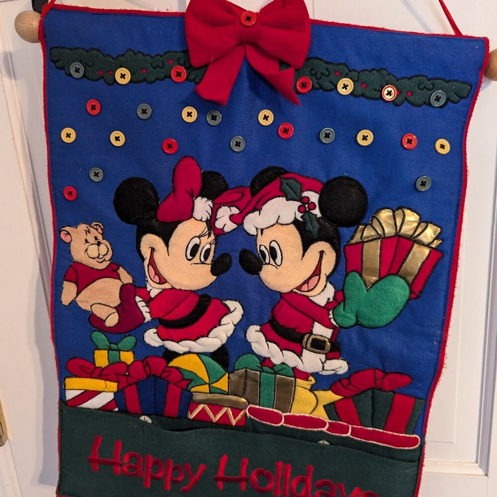 Disney Mickey & Minnie Festive Happy Holidays Wall Hanging Tapestry Xmas Cheer